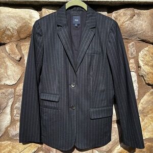 Vintage Gap Women’s Wool Blazer Pinstripe Navy Blue Size 8 2 Button Career 2010
